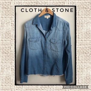 NWOT Cloth & Stone Corduroy Ombré Button Down Size L